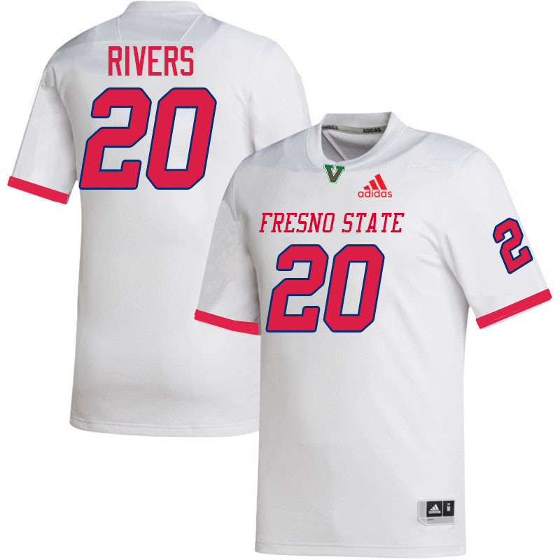 Fresno State Bulldogs #20 Ronnie Rivers College Football Jerseys,Uniforms-White
